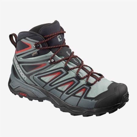 Salomon X ULTRA 3 MID GTX Mens Hiking Boots Light Green UK YCZW